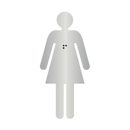 Silhouette Femme avec Braille Dimension H 100 mm Matière Alu anodisé