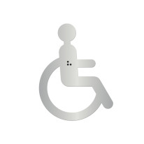 Silhouette Handicapé avec Braille Dimension H 80 mm Matière Alu anodisé