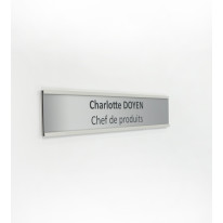Plaque de porte coulissante avec étiquette gravée H 50 x L 250 mm