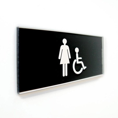 Plaque de Porte Pop Art® en plexi - Toilette Femme PMR - Relief - H70 x L170 mm