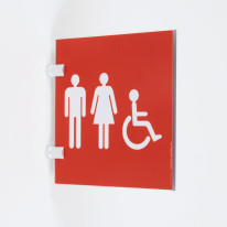 Plaque en drapeau Toilettes Mixtes PMR - Gamme Pop Art - H170 x L170 mm