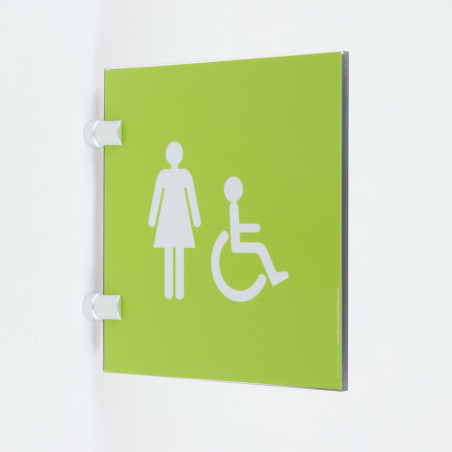 Plaque en drapeau Toilettes Femmes Handicapés - Gamme Pop Art - H170 x L170 mm