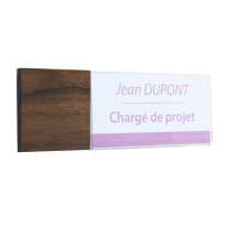 Plaque de porte Wood noyer - format étiquette