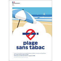 Panneau officiel plage sans tabac