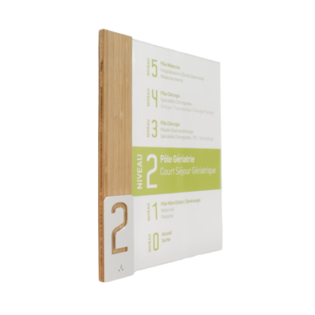 Signalétique d´étages Bois et Alu Personnalisable A3 Vertical - Gamme Wood®