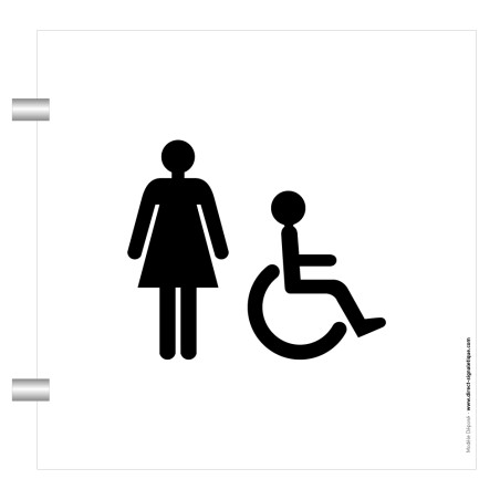 Plaque en drapeau Toilettes Femmes Handicapés - Gamme Pop Art - H170 x L170 mm Plaque en drapeau Toilettes Femmes Handicapés - Gamme Pop Art - H170 x L170 mm