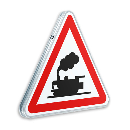 Panneau de danger Passage à niveau sans barrière - A8 - Gamme standard - Classe 1 Panneau de danger Passage à niveau sans barrière - A8 - Gamme standard - Classe 1