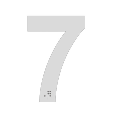 Chiffre découpé avec Braille - Alu anodisé - H 100 mm
