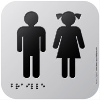 Pictogramme Alu avec relief Toilettes Enfants - 120 x 120 mm - Gamme Icone Alu