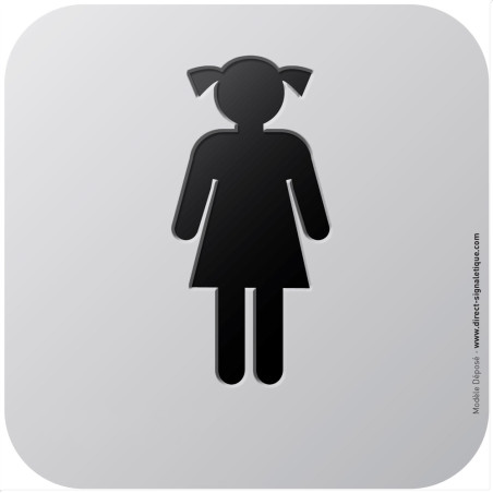 Pictogramme Alu avec relief Toilettes Filles - 120 x 120 mm - Gamme Icone Alu