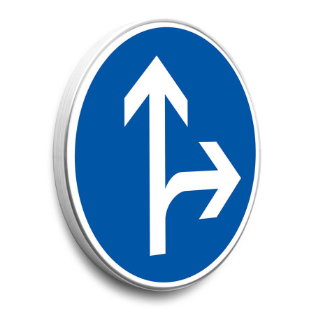 Panneau Aller tout droit ou à droite obligatoirement - B21d1 - Gamme standard - Classe 1