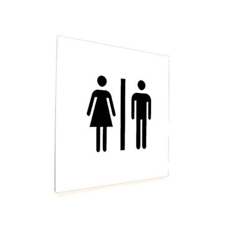Plaque de porte picto relief - Toilettes hommes/femmes - 120 x 120 mm