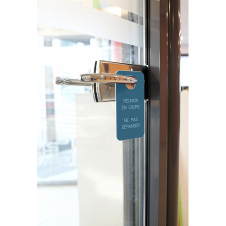 Etiquette de poignée de  porte gravée - Réunion en