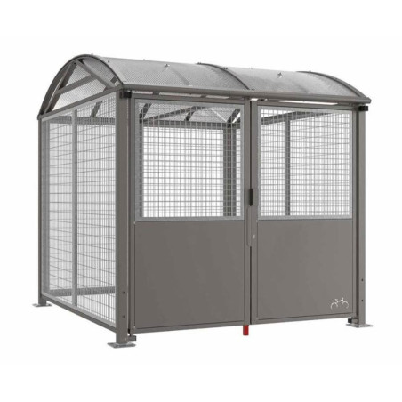 Abri vélos et motos sécurisé - Grillage en galva - Digicode - Gris