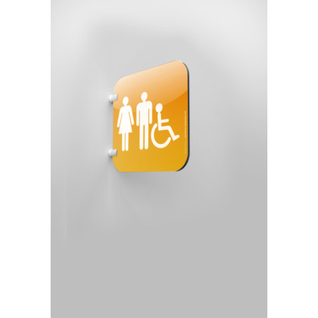 Plaque en drapeau Toilettes Hommes Femmes PMR - Ga