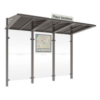 Station bus en verre sécurisé - sans bardage latéral - gris