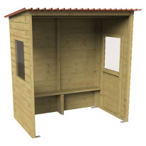 Abri bus en bois avec fenêtres