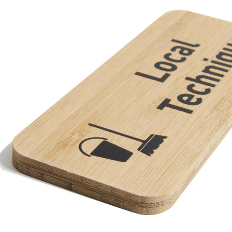 Plaque de porte Local technique 60x150 mm - gamme Bamboo rectangle