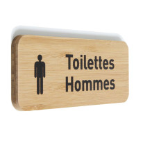 Plaque de porte Toilettes hommes 60x150 mm - gamme Bamboo rectangle