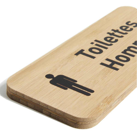 Plaque de porte Toilettes hommes 60x150 mm - gamme Bamboo rectangle