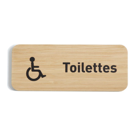 Plaque de porte Toilettes PMR 60x150 mm - gamme Bamboo rectangle