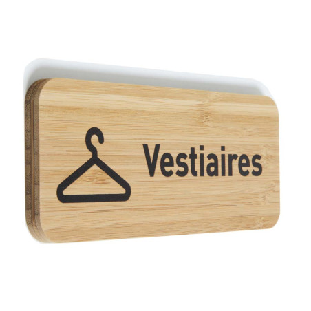 Plaque de porte Vestiaires 60x150 mm - gamme Bamboo rectangle
