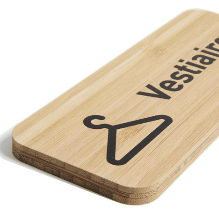 Plaque de porte Vestiaires 60x150 mm - gamme Bamboo rectangle