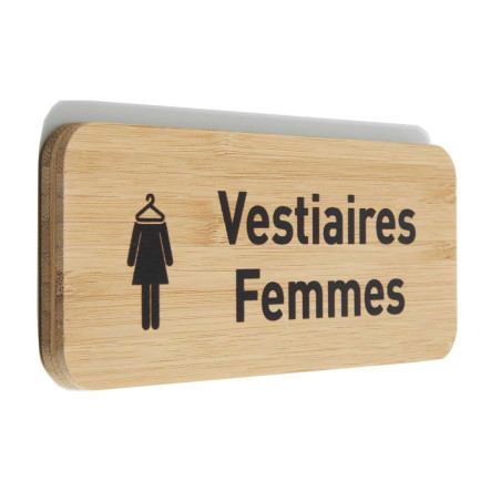 Plaque de porte Vestiaires Femmes 60x150 mm - gamme Bamboo rectangle