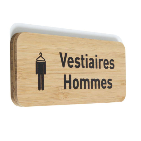 Plaque de porte Vestiaires hommes 60x150 mm - gamme Bamboo rectangle