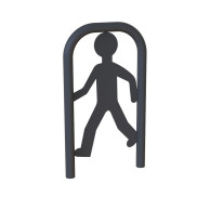 arceau à sceller gris avec figurine piéton au centre