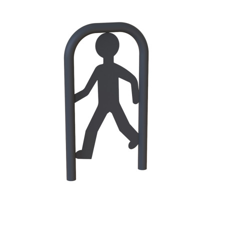 arceau à sceller gris avec figurine piéton au centre