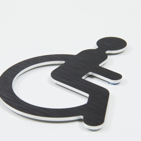 Pictogramme PMR découpé en aluminium brossé noir - H 80 mm