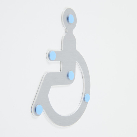 Pictogramme PMR découpé en aluminium brossé noir - H 80 mm