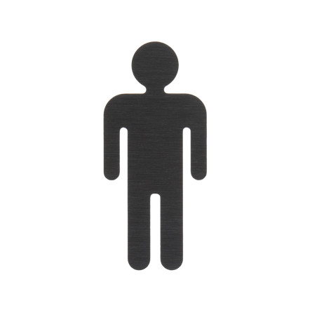 Pictogramme toilettes garçons découpé en aluminium brossé noir - H 70 mm