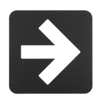 Pictogramme Flèche découpée en aluminium brossé noir - 100 x 100 mm