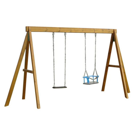 Balançoire tout bois 1 place  et une nacelle bébé
