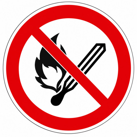 Panneau flammes nues interdites ISO 7010 - P003