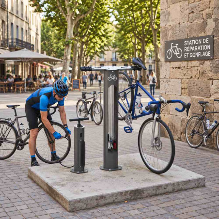 Station de réparation de vélo en ville