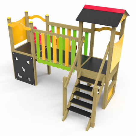 Structure de jeux avec toboggan et escalade