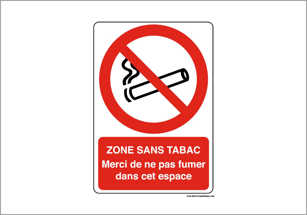 Panneau Zone sans tabac – Ne pas fumer dans cet espace